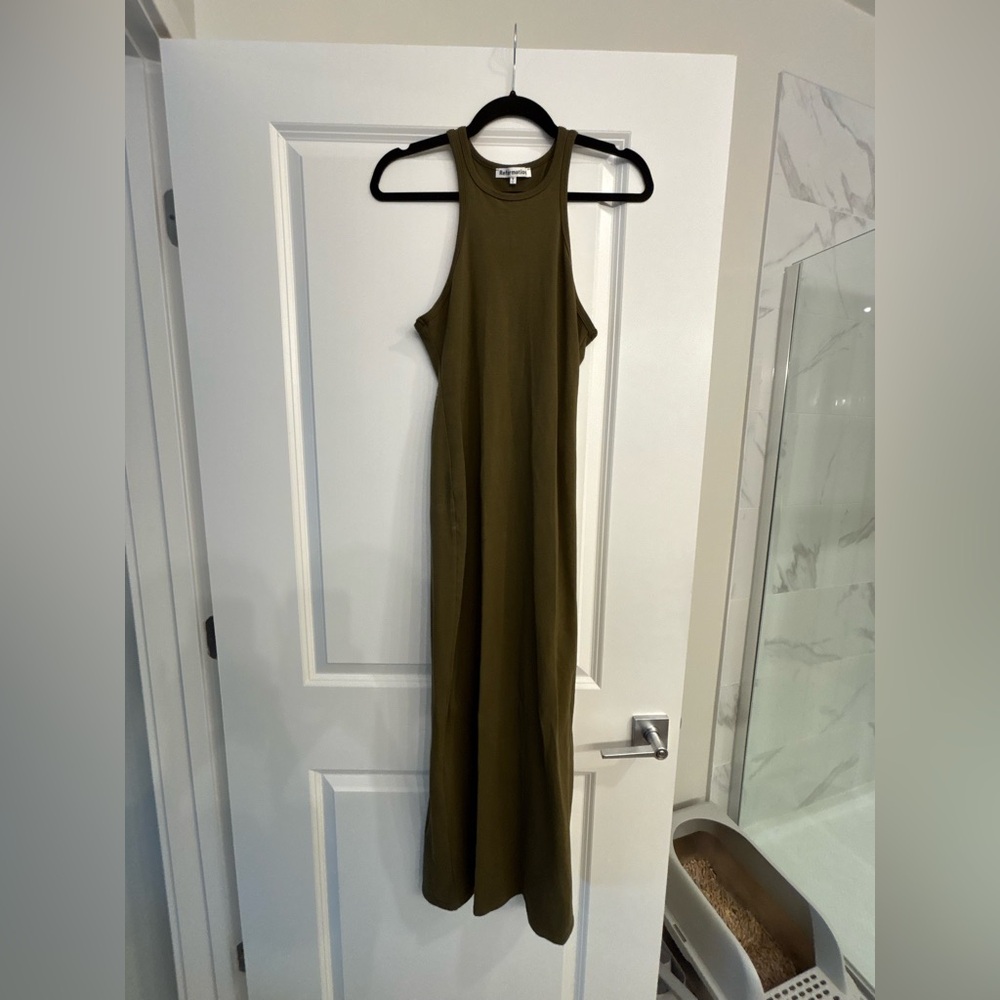 Reformation Olive Green Sleeveless Maxi Dress